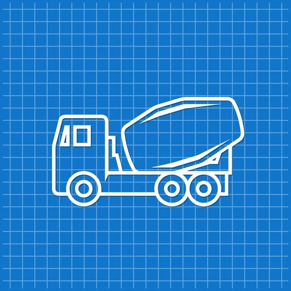 Blauwe Banner Met Betonnen Mixer Truck Icoon Vectorillustratie — Stockvector