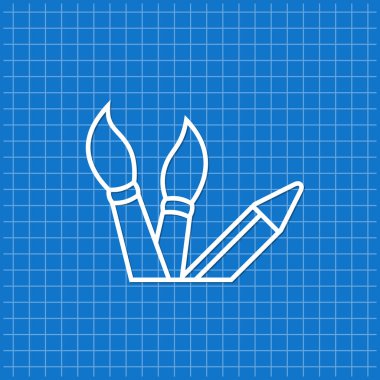 Boya fırçası ikonlu mavi pankart. Vektör illüstrasyonu