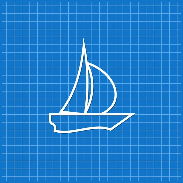 Bandiera Blu Con Icona Della Barca Vela Illustrazione Vettoriale — Vettoriale Stock