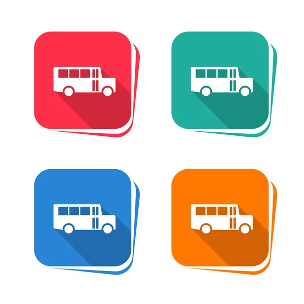 Εικονίδιο Σχολικού Λεωφορείου Τετράγωνο Κουμπί Εικονογράφηση Διανύσματος — Διανυσματικό Αρχείο