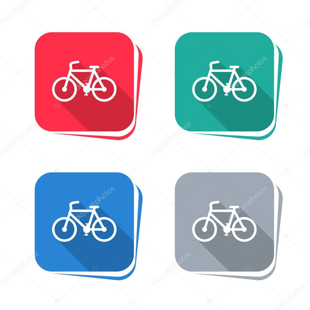 Bike icon on square button. Vector illustration