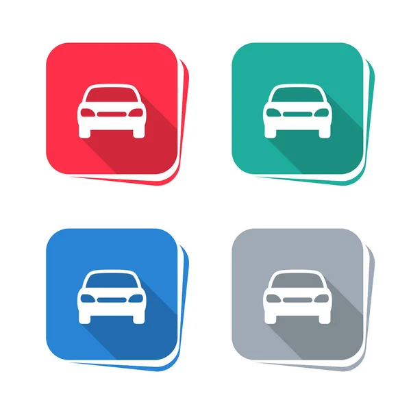 Icona Dell Auto Sul Pulsante Quadrato Illustrazione Vettoriale — Vettoriale Stock