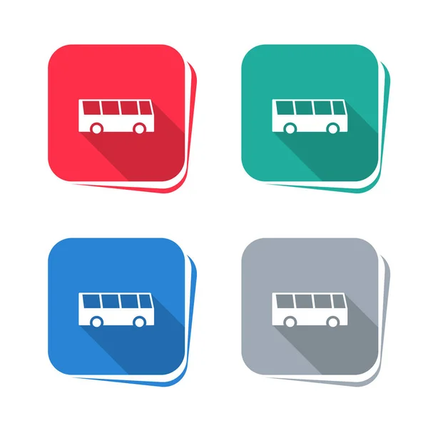 Pictograma Autobuzului Butonul Pătrat Ilustrație Vectorială — Vector de stoc