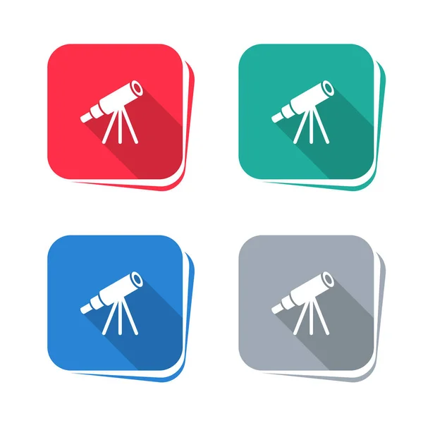 Ikona Teleskopu Kwadratowym Przycisku Ilustracja Wektora — Wektor stockowy