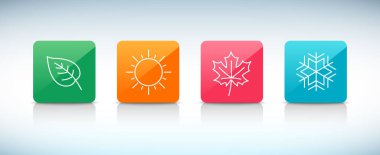 Dört mevsimin çizgi simgeleri. Vektör illüstrasyonu