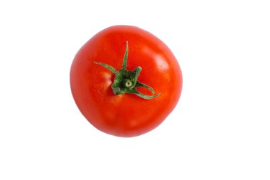 Taze kırmızı domates beyaz arka plan üzerinde izole. Üst te. Yakın çekim