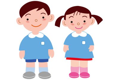 Bir Boyl ve anaokulu üniformalı bir kız.