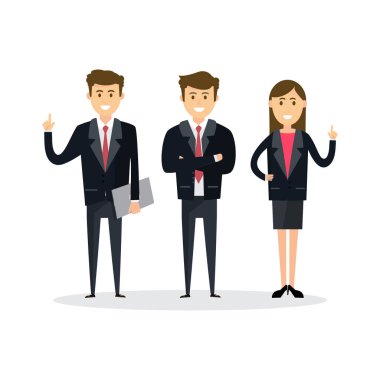 İş insanlar takım çalışması, düz stil çizgi film karakteri resimde vektör.