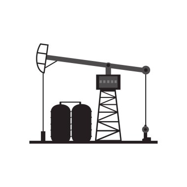 Denizde petrol sondaj platformu. Petrol platformu, gaz yakıt, sanayi offshore, matkap teknoloji beyaz arka plan üzerinde vektör çizim düz stil izole 