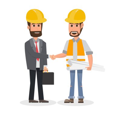 mimar, foreman, farklı karakter Mühendislik İnşaat işçisi. vektör çizim karikatür karakter tasarımı