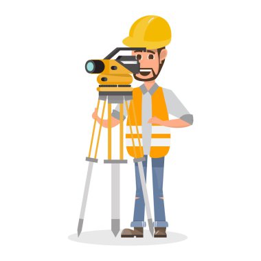 mimar, foreman, farklı karakter Mühendislik İnşaat işçisi. vektör çizim karikatür karakter tasarımı