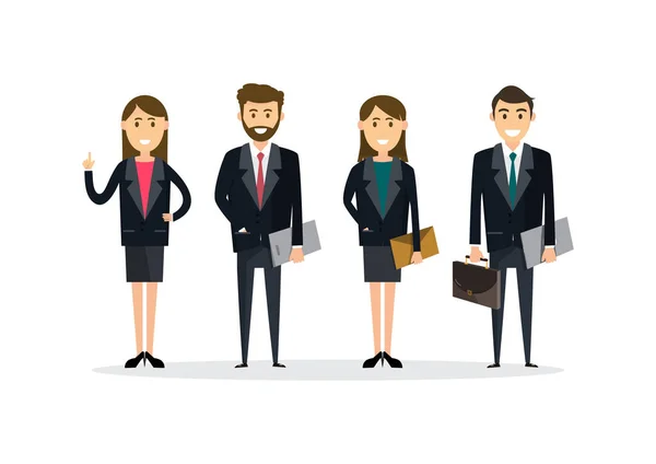 Trabajo Equipo Business People Ilustración Vectorial Personaje Dibujos Animados Estilo — Vector de stock