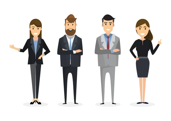 Trabajo Equipo Business People Ilustración Vectorial Personaje Dibujos Animados Estilo — Vector de stock