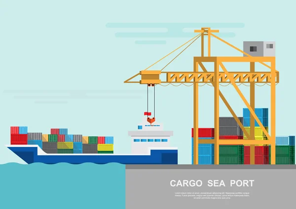 Entrepôt Port Expédition Logistique Sur Style Plat Illustration Vectorielle Transport — Image vectorielle