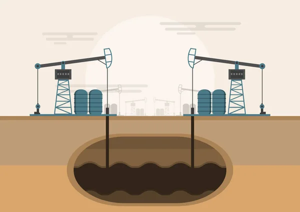 Oil Rig Oil Platform Gas Fuel Industry Offshore Drill Technology — Stock vektor