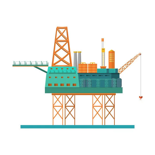 Uma Plataforma Petróleo Mar Plataforma Petróleo Combustível Gás Indústria Offshore —  Vetores de Stock