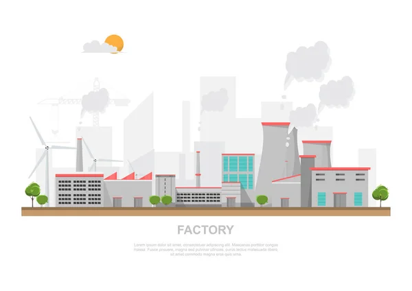 Industrielle Fabrik Einem Flachen Style Vector Und Illustration Des Produktionsgebäudes — Stockvektor