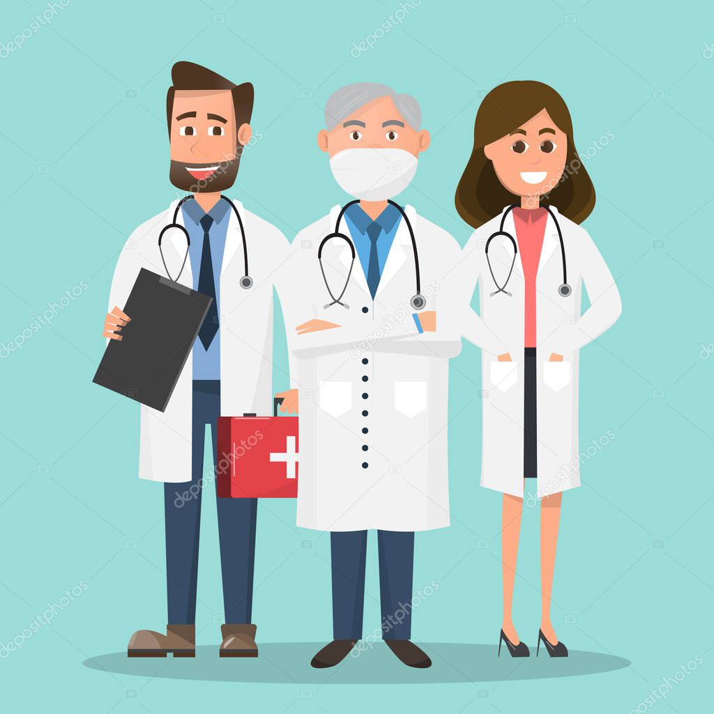 Set of doctors and nurse characters. Medical team concept in vector illustration design.