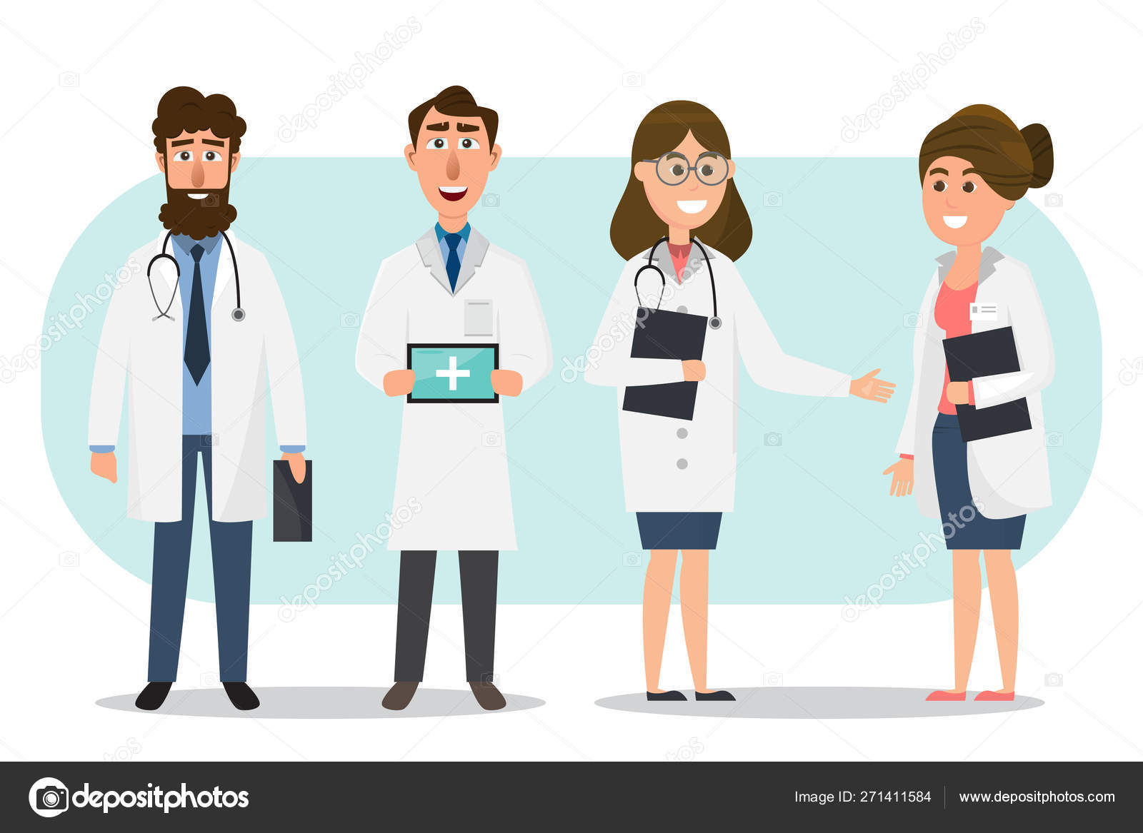 Conjunto de personagens de desenhos animados de médico. conceito