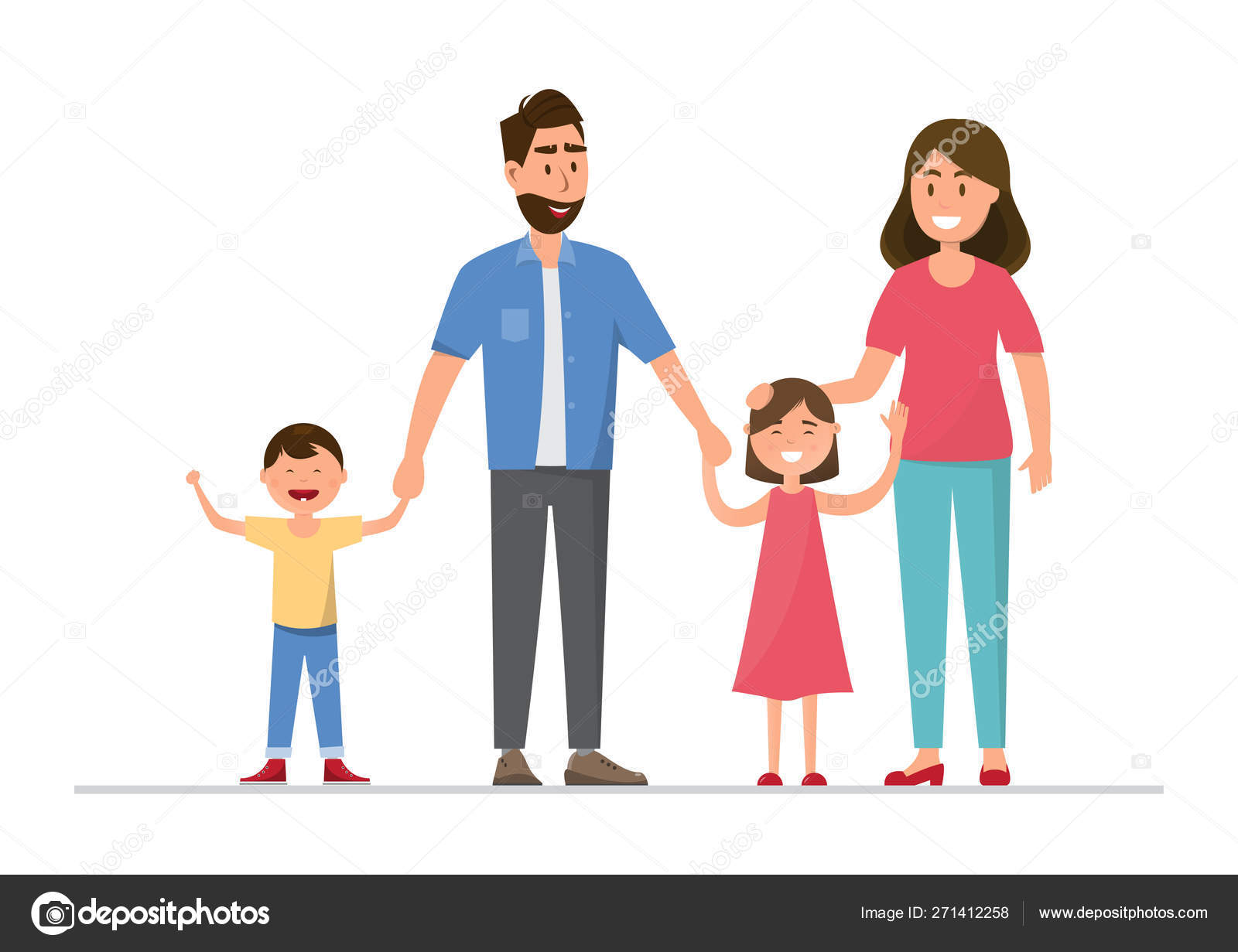 Happy family. Father, mother, baby, son and daughter. Stock Vector Image by ©Isarapic #271412258 Happy family. Father, mother, baby, son and daughter. Stock Vector Image by ©Isarapic #271412258