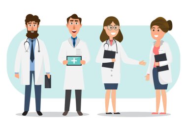 Doktor ve hemşire çizgi film karakterleri seti