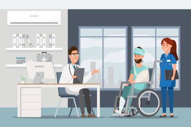 Hosp düz karikatür doktor ve hastalar ile Tıbbi kavram