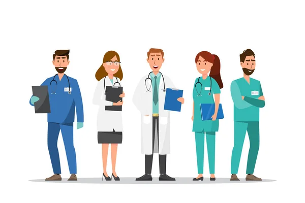 Doktor ve hemşire çizgi film karakterleri seti