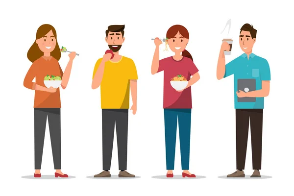 farklı karaktersağlıklı gıda ve fast food yiyen insanlar