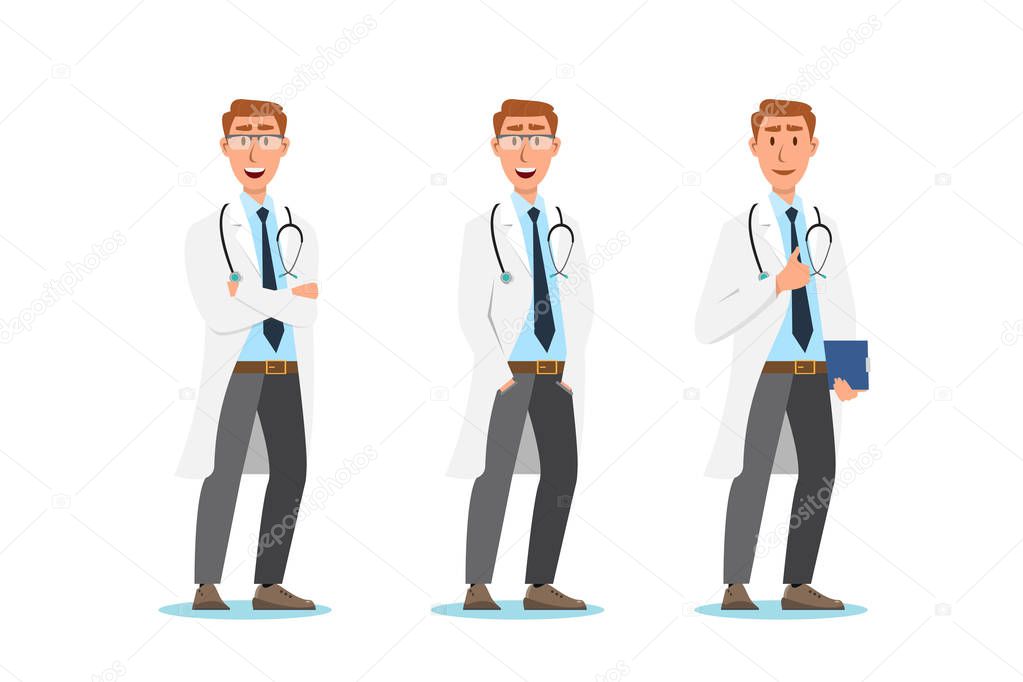 Set of doctor cartoon characters. Medical staff team concept