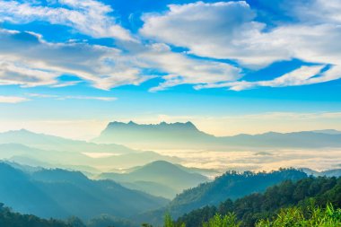 Doi Luang Chiang Dao, Chiangmai, Tayland Dağ'da gün doğumu Manzara
