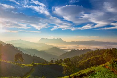 Doi Luang Chiang Dao, Chiangmai, Tayland Dağ'da gün doğumu Manzara