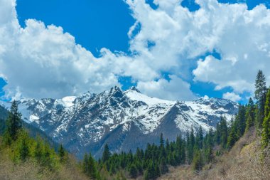Dagu Glacier Milli Parkı güzel manzara kar dağ görünümü, Chengdu, Çin