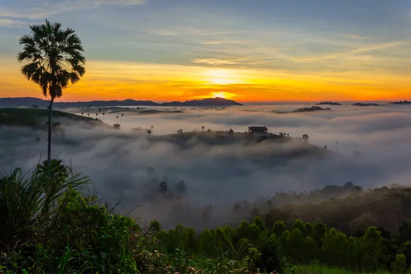 Prachtige Zonsopgang Mist Khao Kho Phetchabun Province Thailand — Stockfoto