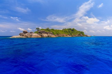 Similan Adaları Güzel tropikal kumlu plaj ve tropikal bir adada yemyeşil yeşillik, Tayland