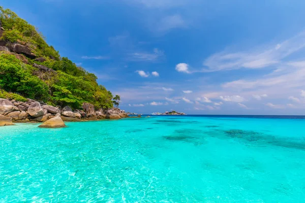 Similan Islands Beautiful Tropical Sandy Beach Lush Green Foliage Tropical — стоковое фото