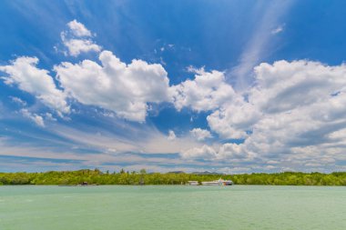 Güzel gökyüzü, Tayland tatil açık deniz ve Mangrove ormanları