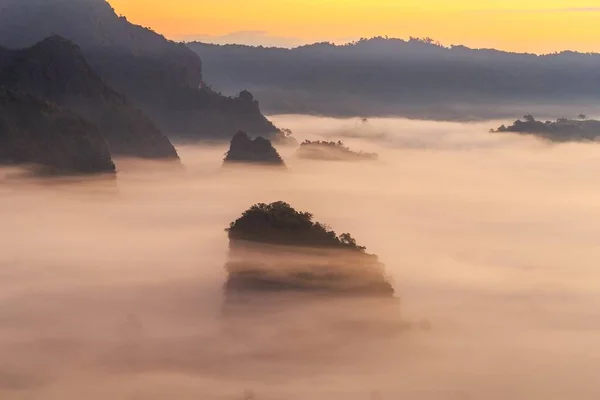 Uitzicht Bergen Prachtige Mist Van Phu Langka Nationaal Park Thailand — Stockfoto