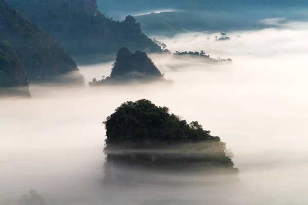 Vue Sur Montagne Belle Brume Parc National Phu Langka Thaïlande — Photo