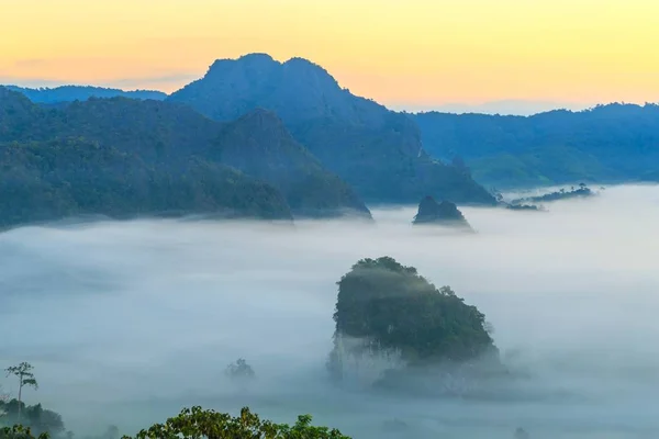 Vue Sur Montagne Belle Brume Parc National Phu Langka Thaïlande — Photo