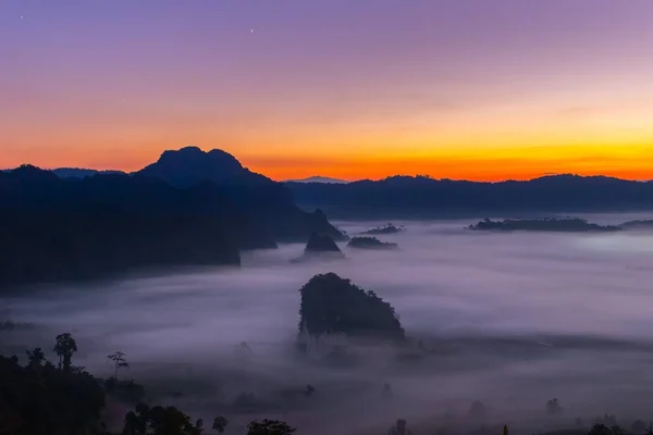 Mountain Views Beautiful Mist Phu Langka National Park Thailand — Stock Photo, Image
