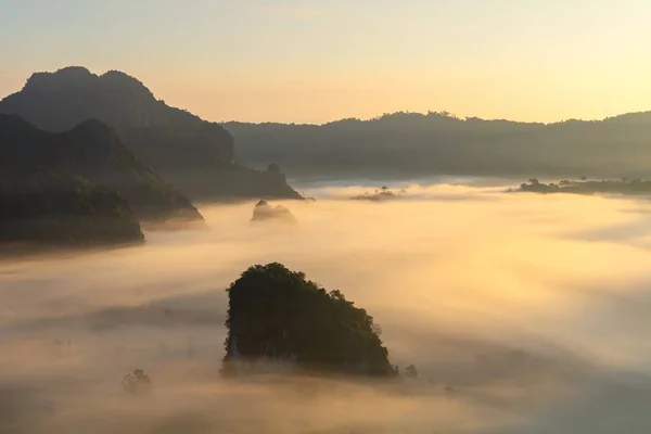 Vue Sur Montagne Belle Brume Parc National Phu Langka Thaïlande — Photo