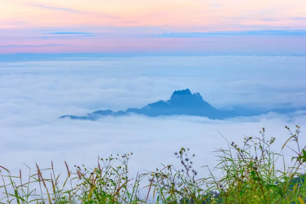 Phu Tubberk'te güzel gün doğumu ve sis, Phetchabun Eyaleti, Tayland.