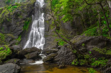 Khlong Lan Şelalesi, Khlong Lan Ulusal Parkı 'nın derin ormanlarındaki güzel şelale, Kamphaeng Phet, Tayland