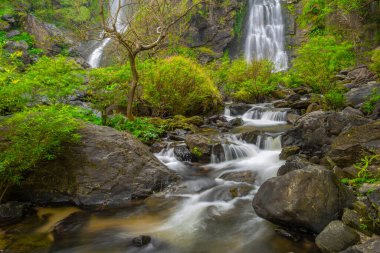Khlong Lan Şelalesi, Khlong Lan Ulusal Parkı 'nın derin ormanlarındaki güzel şelale, Kamphaeng Phet, Tayland