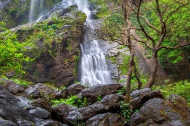 Khlong Lan Şelalesi, Khlong Lan Ulusal Parkı 'nın derin ormanlarındaki güzel şelale, Kamphaeng Phet, Tayland