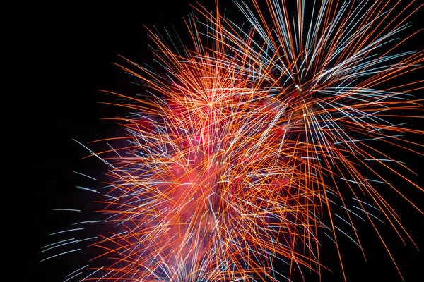 Background Multi Colored Salute Fireworks Closeup Black Background — Stock Photo, Image