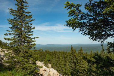 Dağın tepesinden milli parka bak. Fotoğraf duvar kağıdı