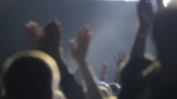 Fans winken beim Konzert im Takt der Musik — Stockvideo