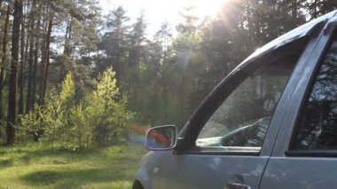 Bir adam bir plastik şişe kirlilik tarafından çöp doğanın bir araba pencereden atar