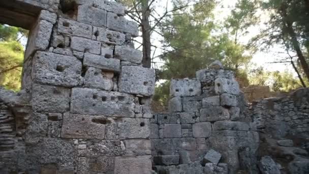 Panoramautsikt Över Ruinerna Den Antika Grekiska Och Romerska Staden Phaselis — Stockvideo